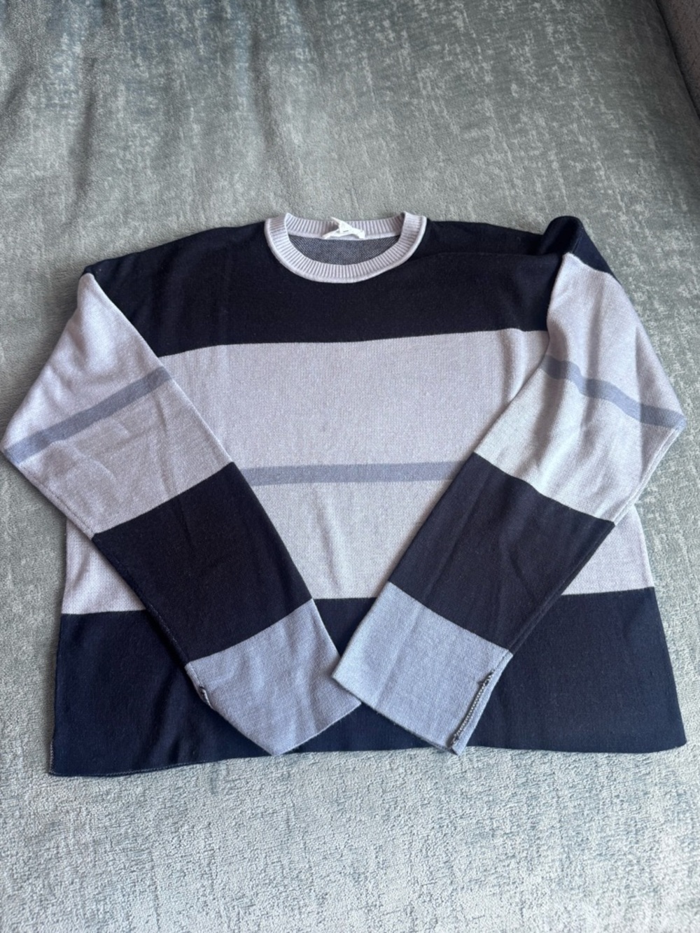 Splendid Stripe Sweater in Navy and Light Gray/Blue